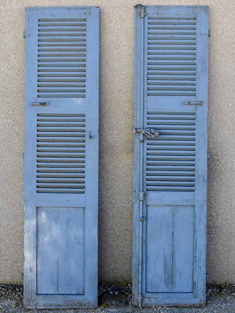 Pair of early 19th Century French blue shutters 85½" x 20¾"