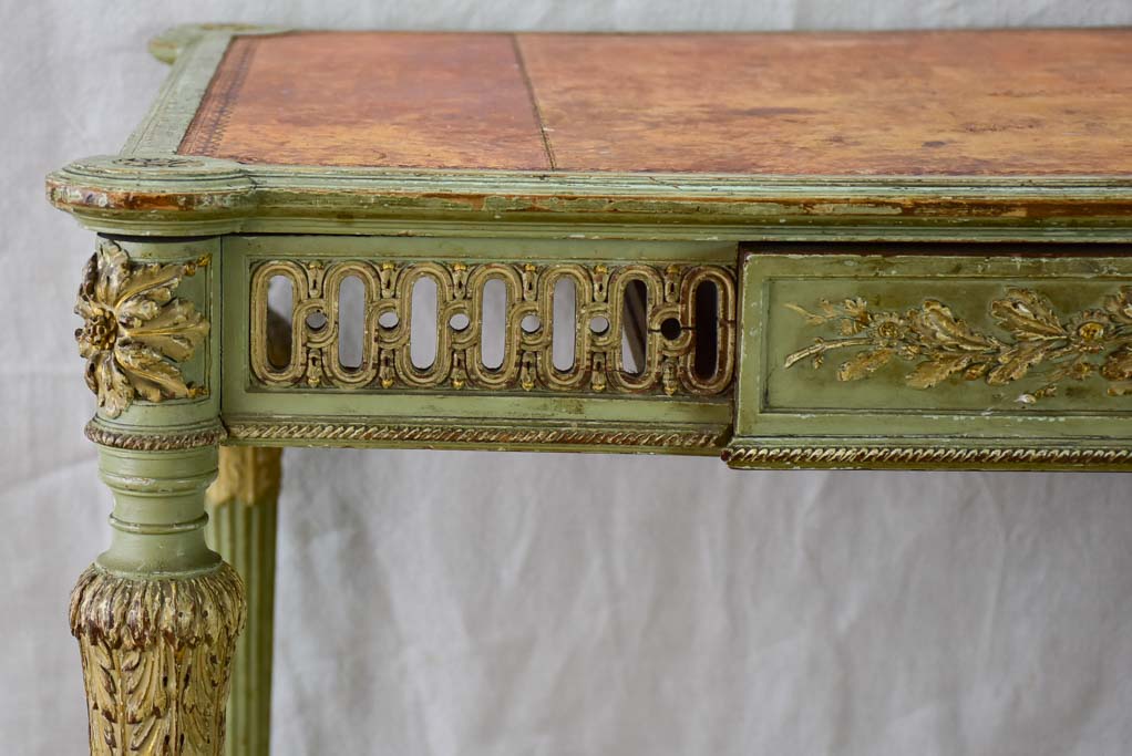 19th Century French Louis XVI style desk with leather top and original patina 41" x 24"