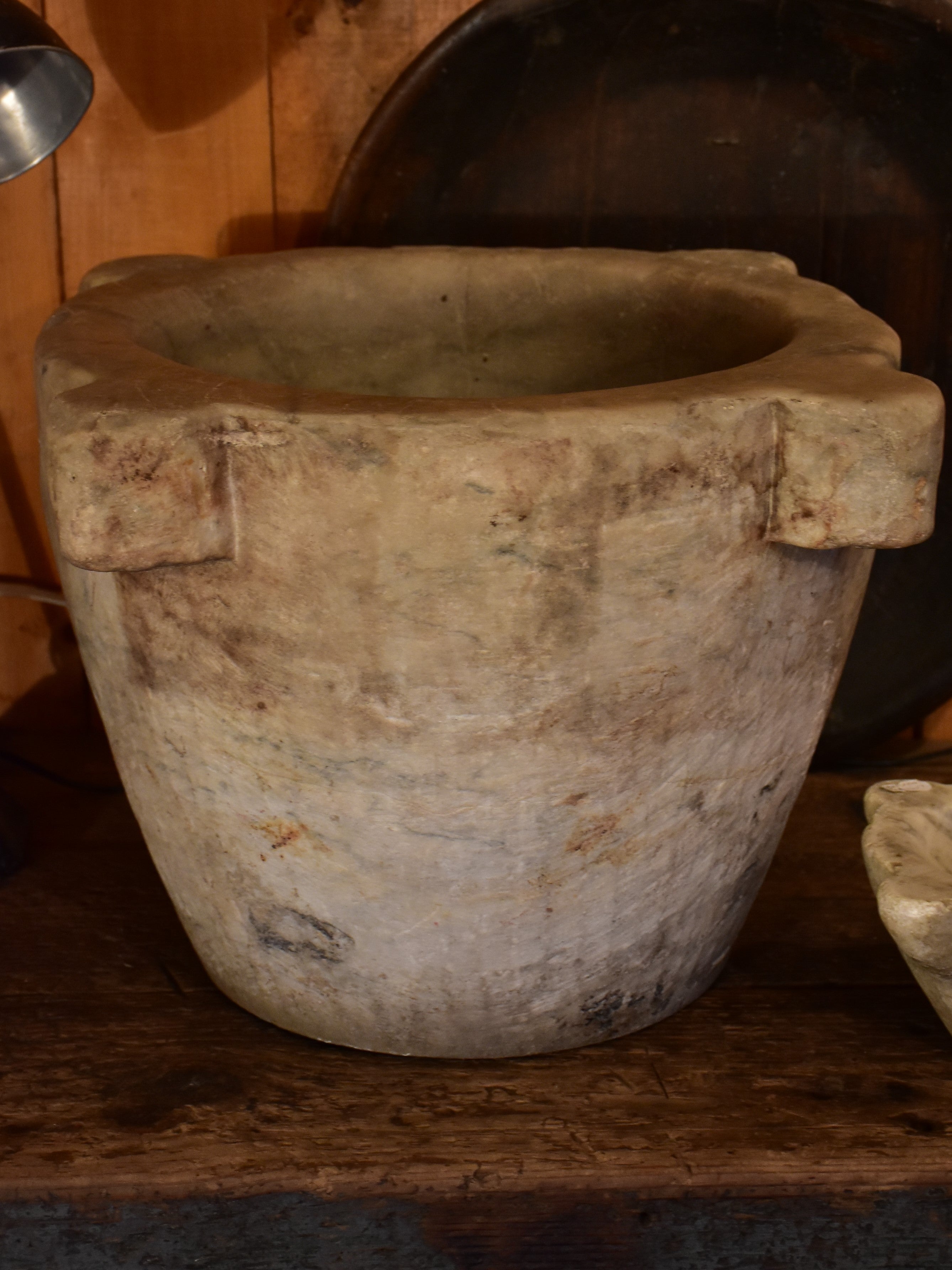 Very large antique marble mortar