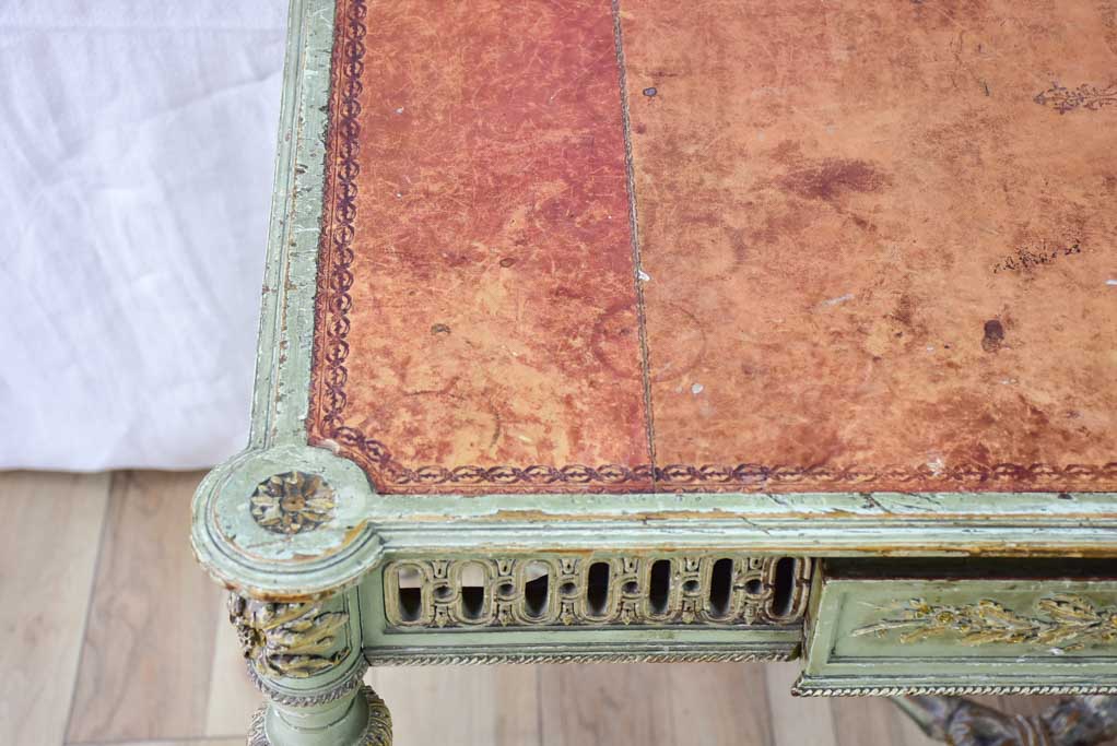 19th Century French Louis XVI style desk with leather top and original patina 41" x 24"