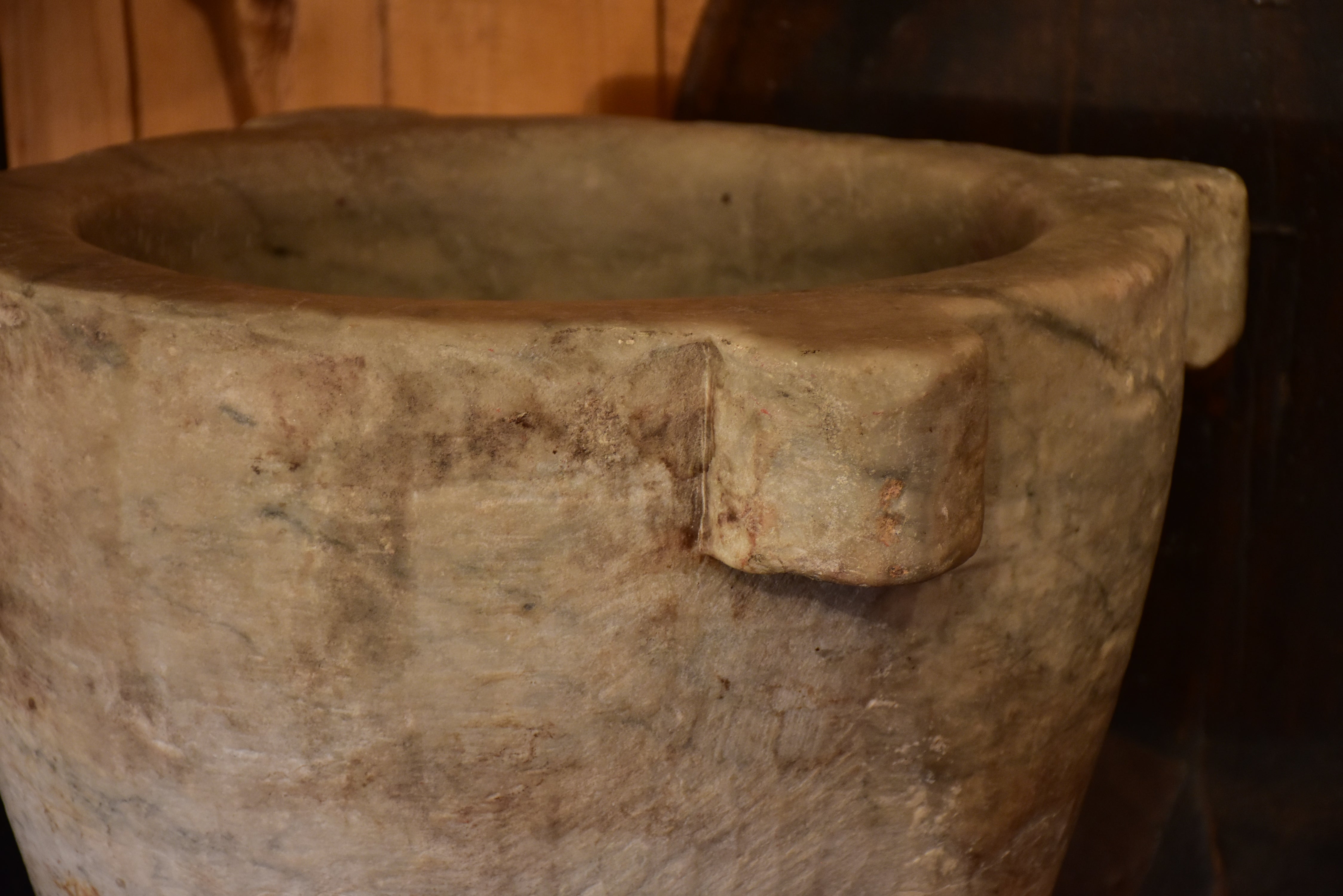 Very large antique marble mortar