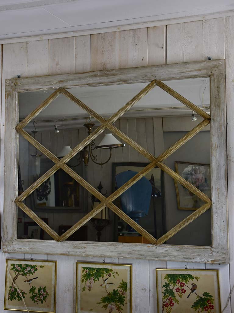 Large antique French mirror made with salvaged boiserie 61½" x 48"