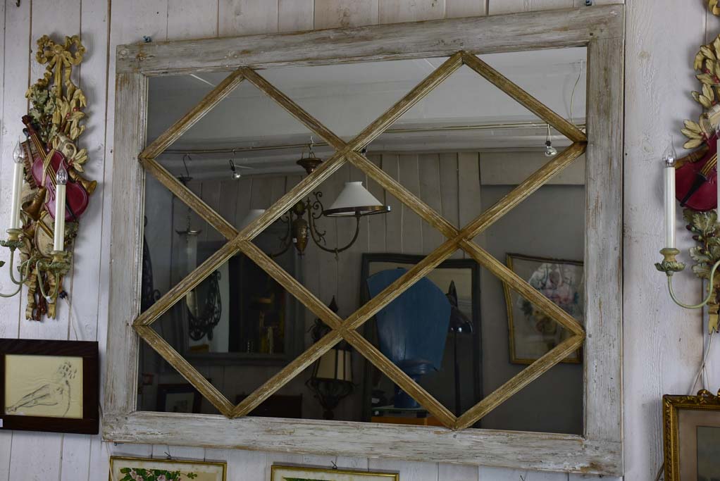 Large antique French mirror made with salvaged boiserie 61½" x 48"