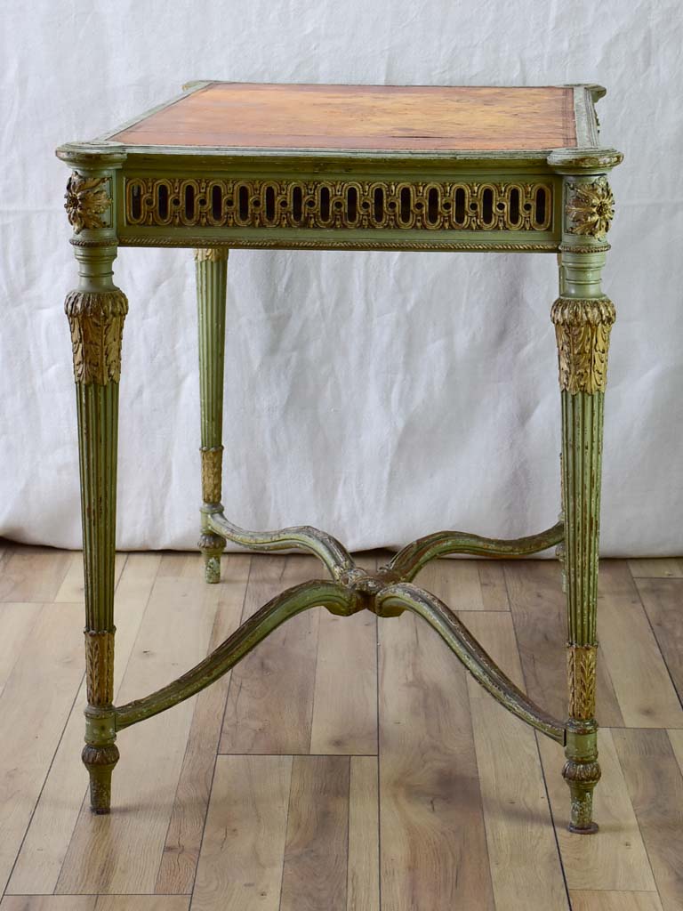 19th Century French Louis XVI style desk with leather top and original patina 41" x 24"