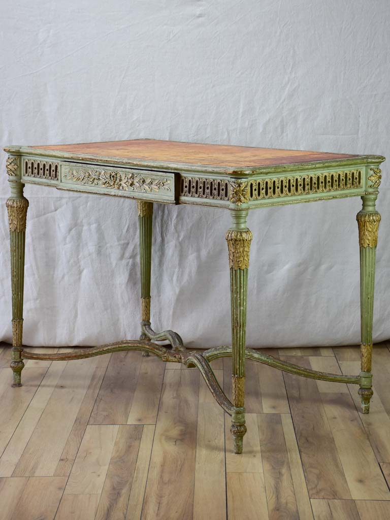 19th Century French Louis XVI style desk with leather top and original patina 41" x 24"