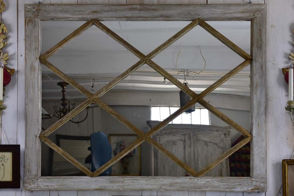 Large antique French mirror made with salvaged boiserie 61½" x 48"