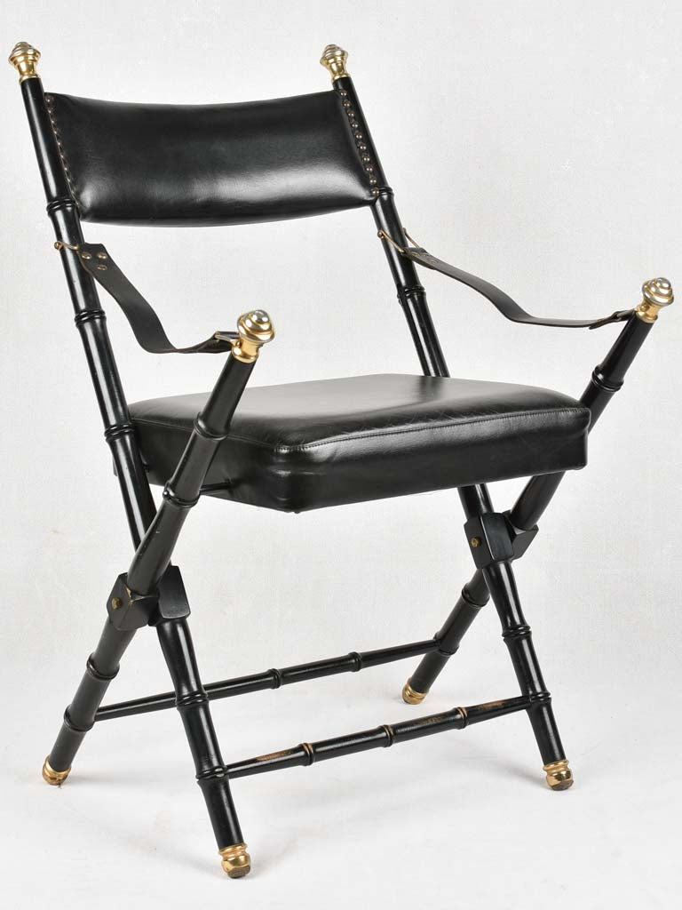 SET OF 4 VINTAGE FOLDING LEATHER ARMCHAIRS