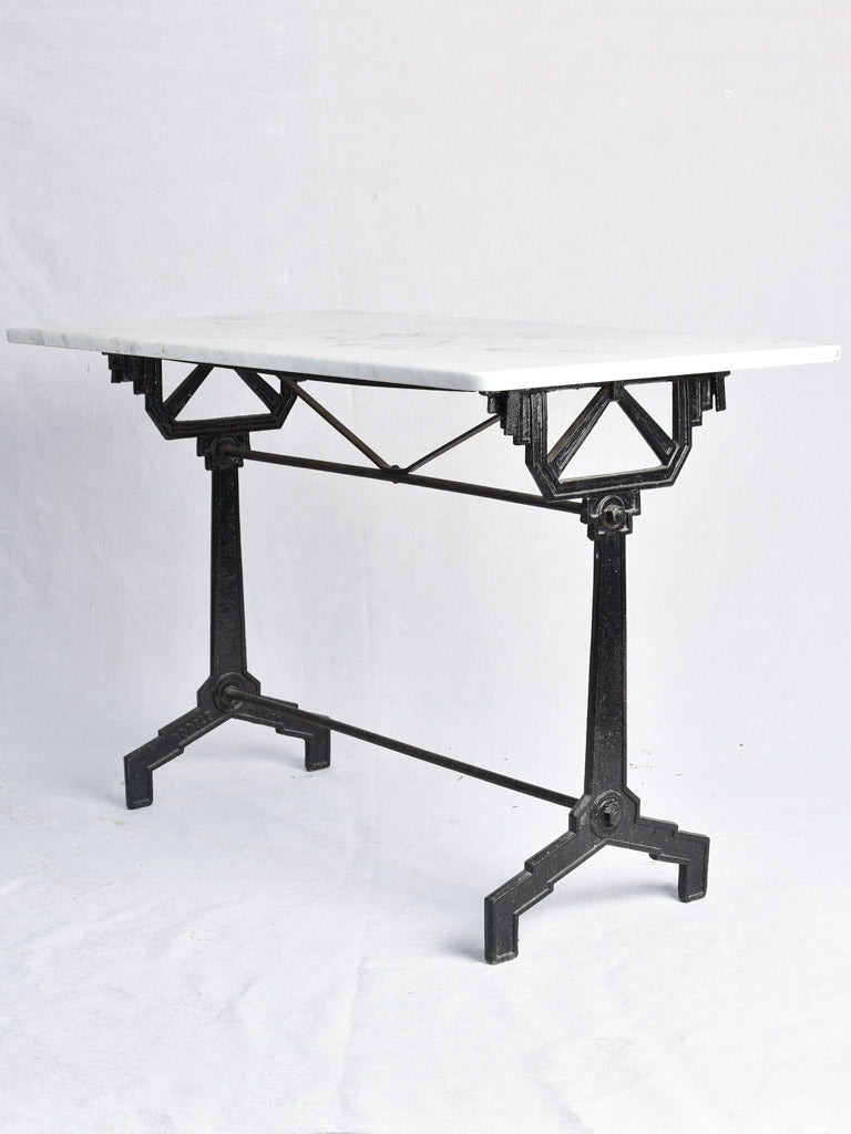 Art Deco rectangular bistro table, marble top