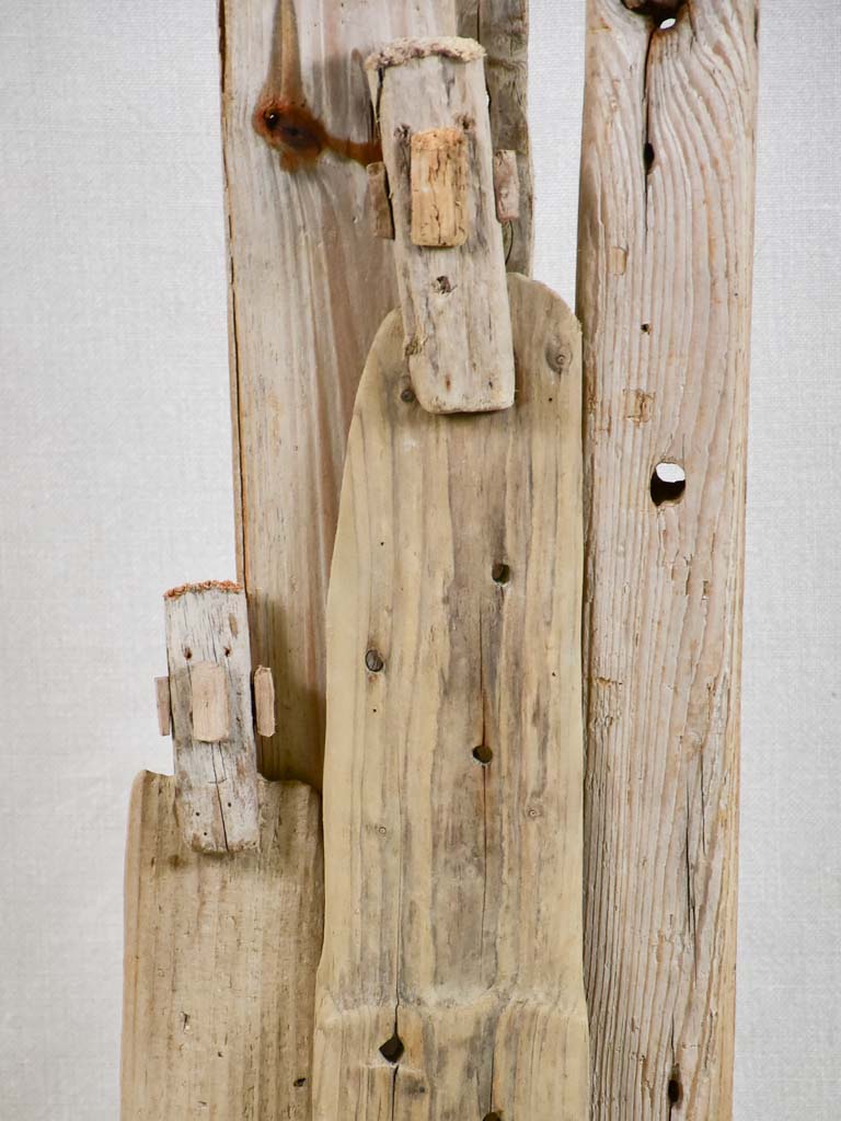 Driftwood totem sculpture by JP Dreano - 5 characters 32"