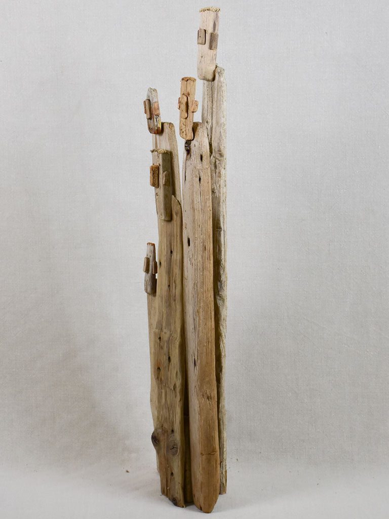 Driftwood totem sculpture by JP Dreano - 5 characters 32"