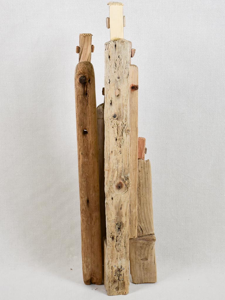 Driftwood totem sculpture by JP Dreano - 5 characters 32"