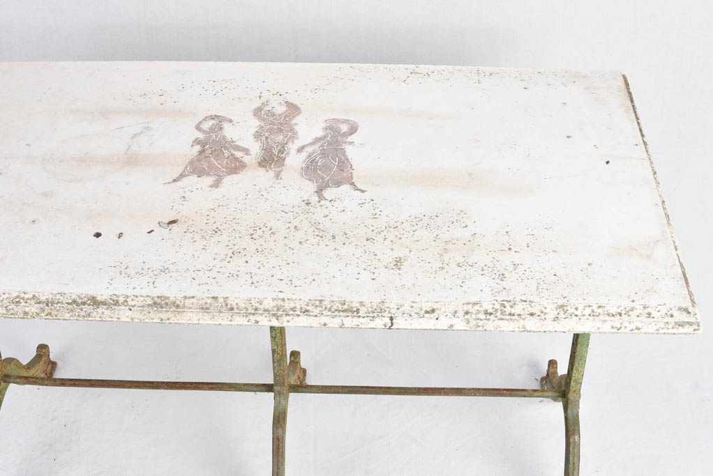 Elegant weighty white cement garden table