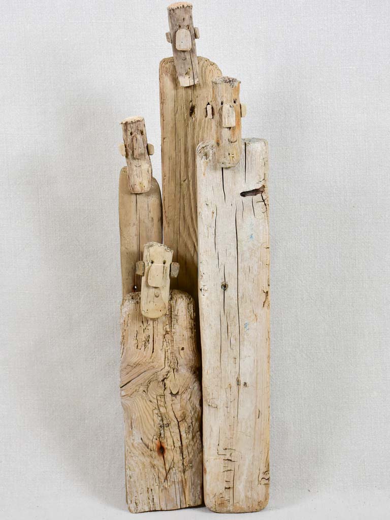 Driftwood totem sculpture by JP Dreano - 4 characters 23¼"