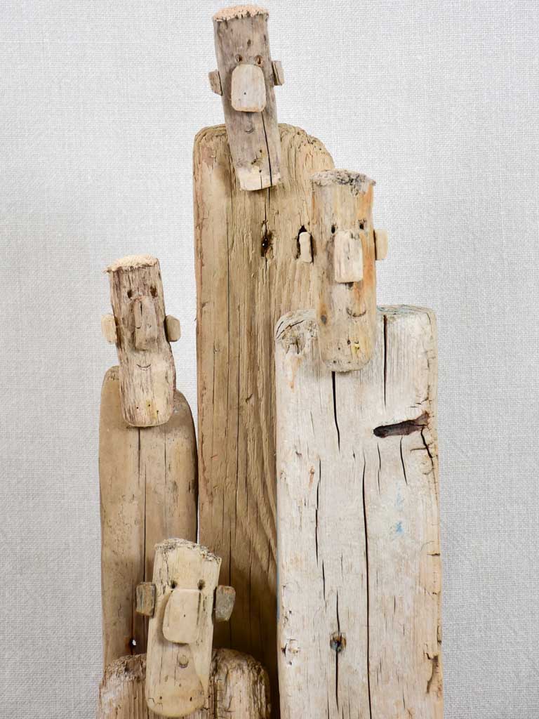 Driftwood totem sculpture by JP Dreano - 4 characters 23¼"