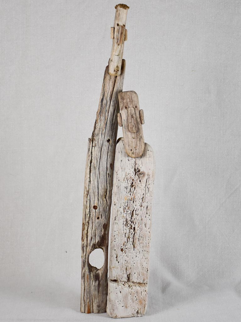 Driftwood totem sculpture by JP Dreano - 2 characters 21¾"