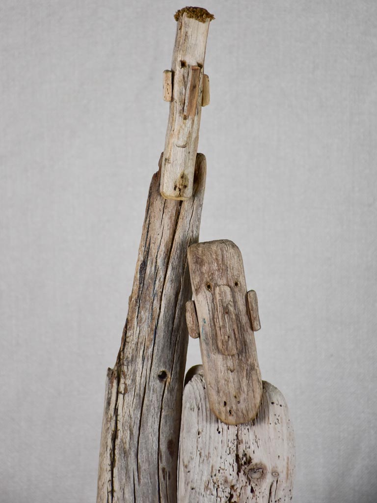 Driftwood totem sculpture by JP Dreano - 2 characters 21¾"