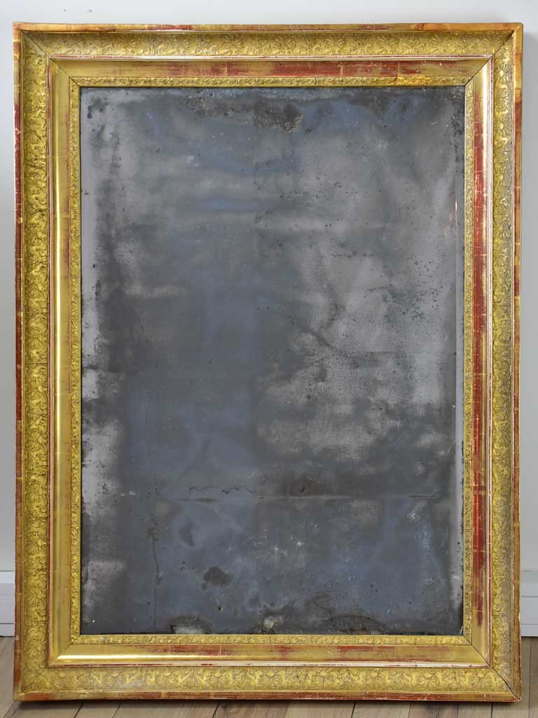 19th-century French gilt mirror with timeworn mercury glass 28" x 38¼"