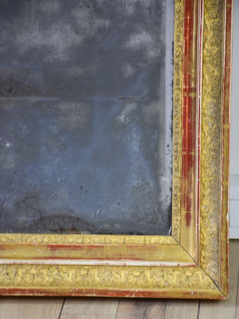 19th-century French gilt mirror with timeworn mercury glass 28" x 38¼"