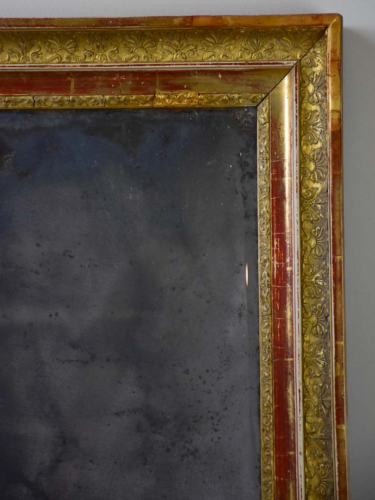 19th-century French gilt mirror with timeworn mercury glass 28" x 38¼"