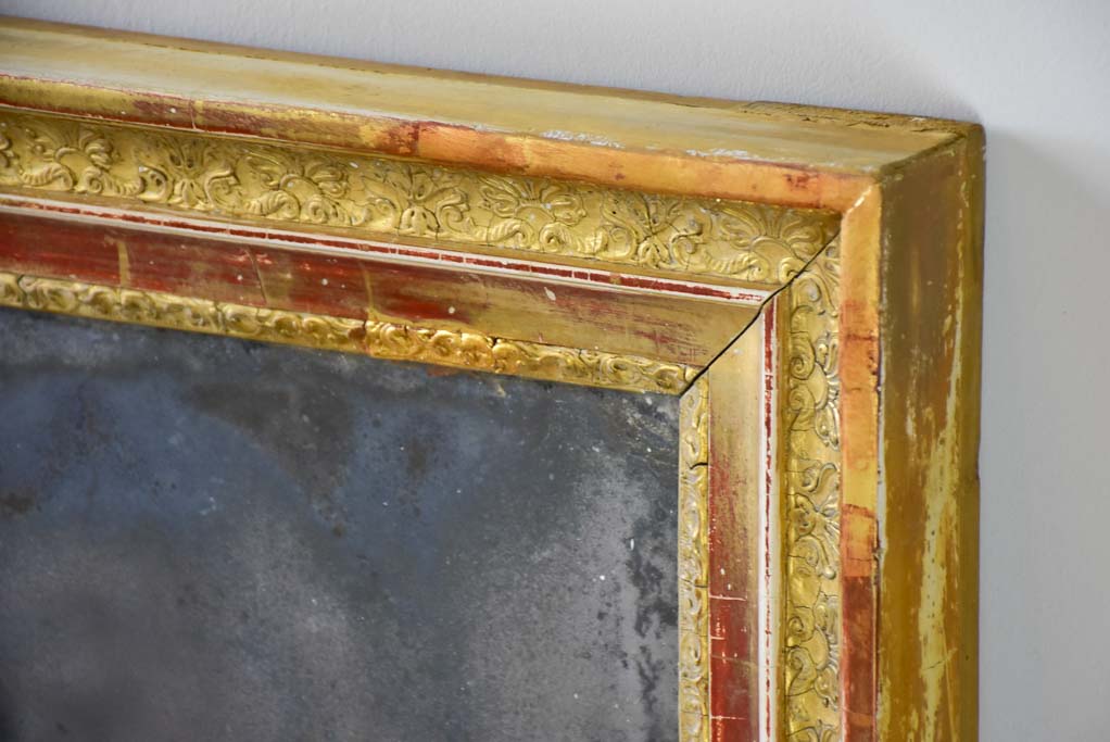 19th-century French gilt mirror with timeworn mercury glass 28" x 38¼"