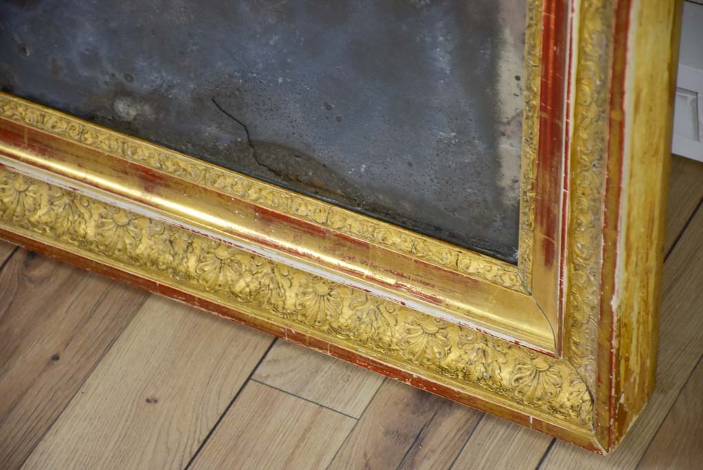 19th-century French gilt mirror with timeworn mercury glass 28" x 38¼"