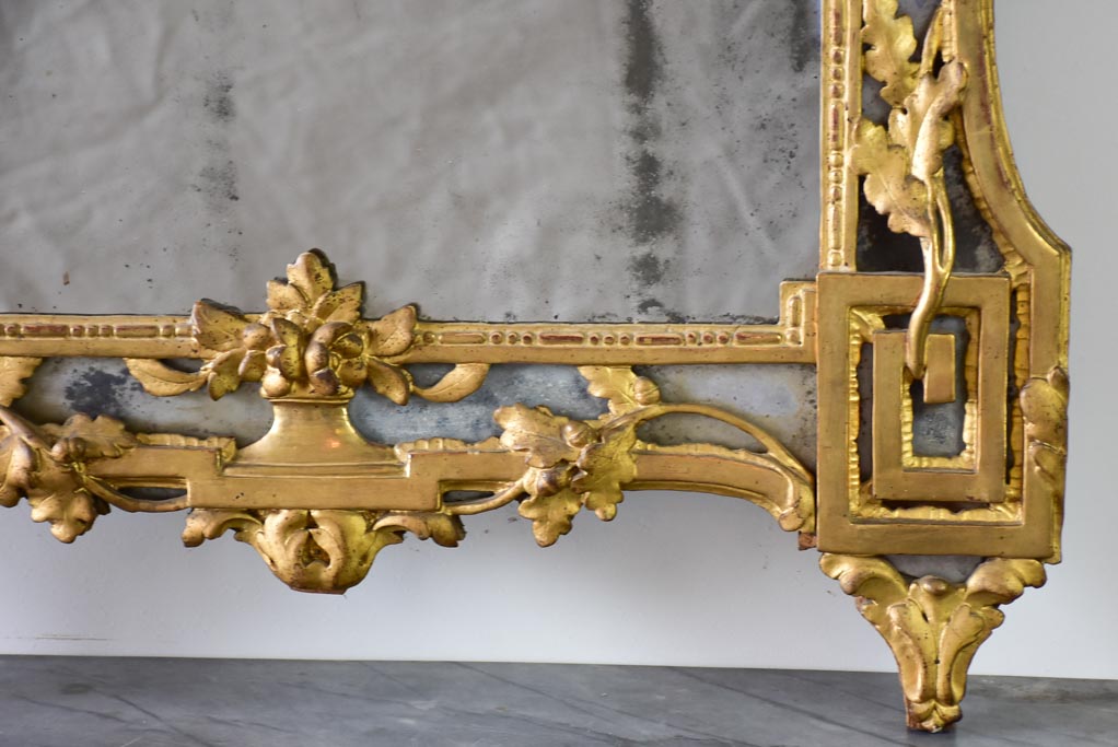 18th Century French Provincial parclose mirror - gilt with pediment 60¼" x 20¾"