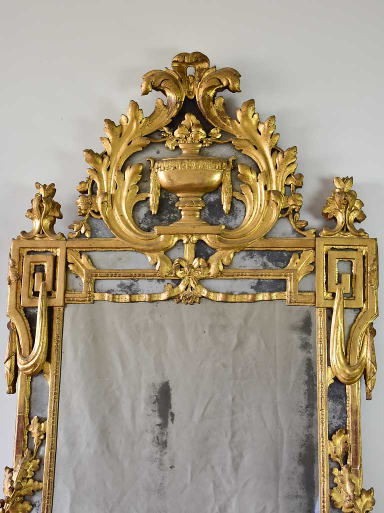 18th Century French Provincial parclose mirror - gilt with pediment 60¼" x 20¾"