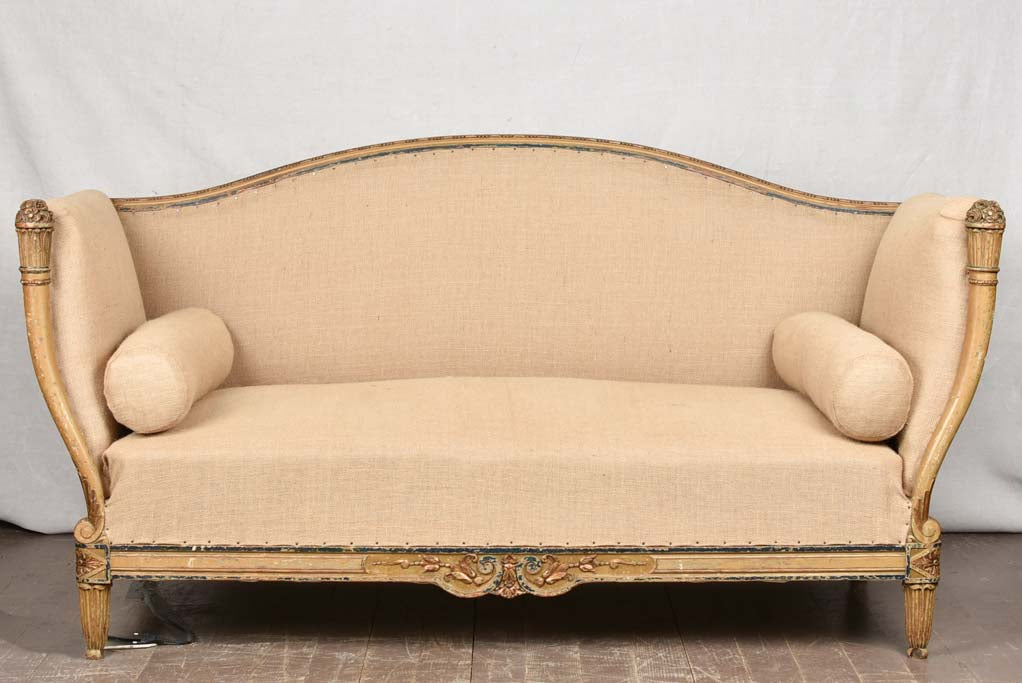 BEIGE BURLAP SOFA 71¾" x 28¾"