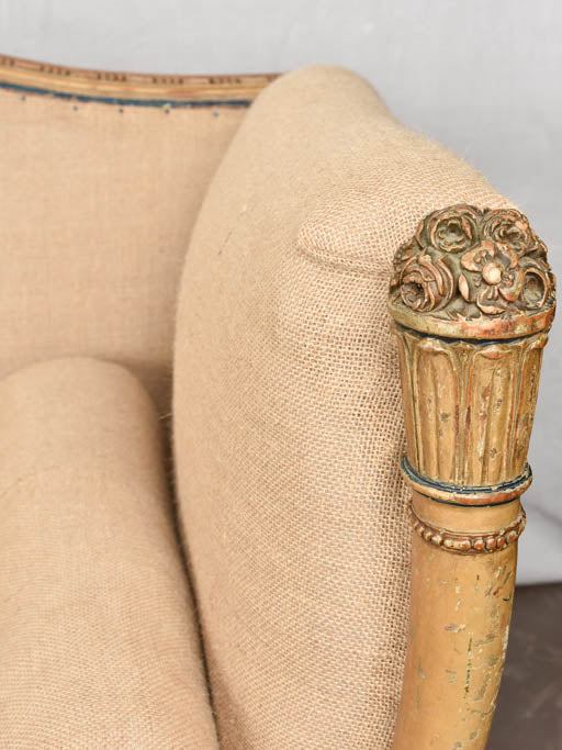 BEIGE BURLAP SOFA 71¾" x 28¾"