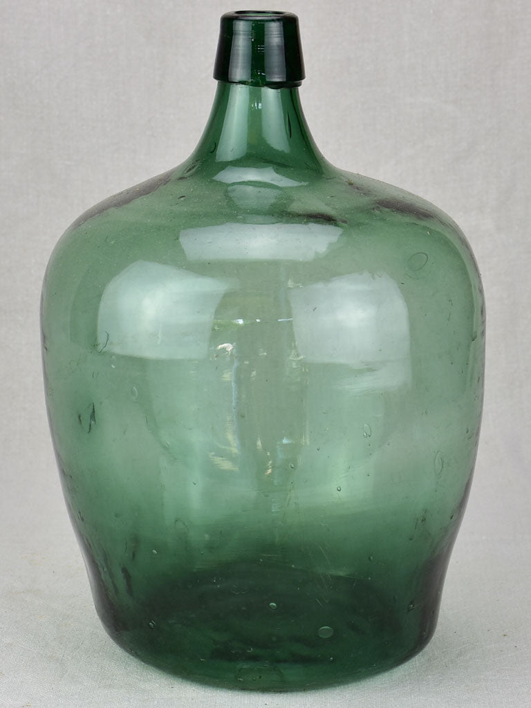 Vintage green glass demijohn wine bottle from La Rochelle 15"