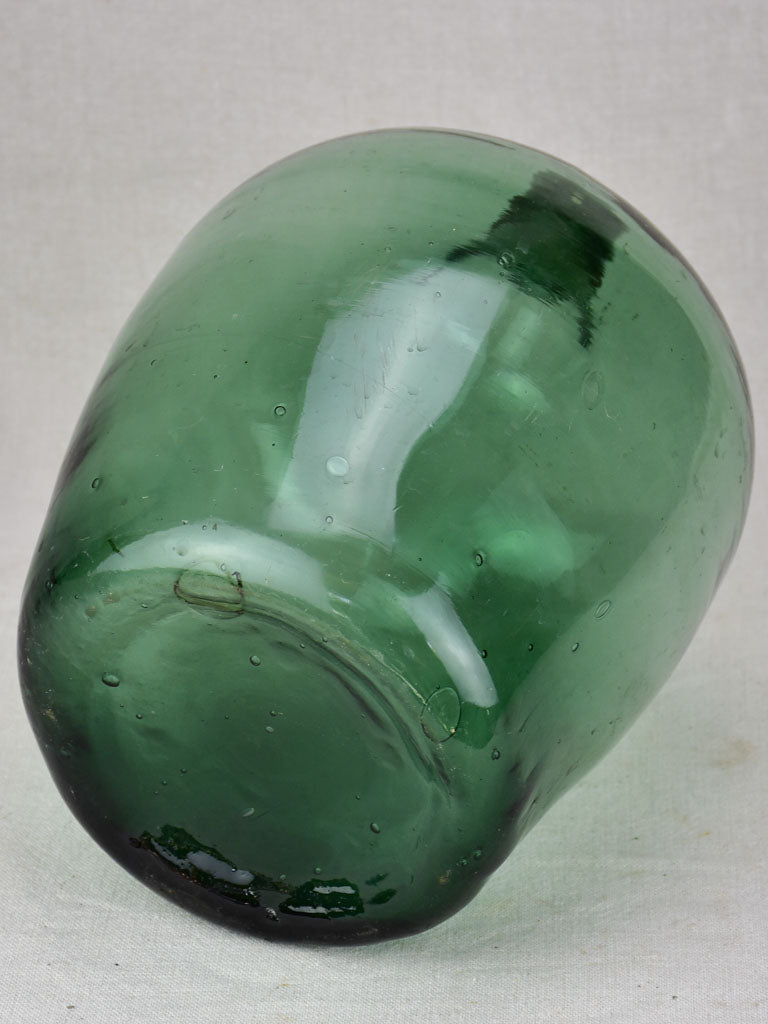 Vintage green glass demijohn wine bottle from La Rochelle 15"