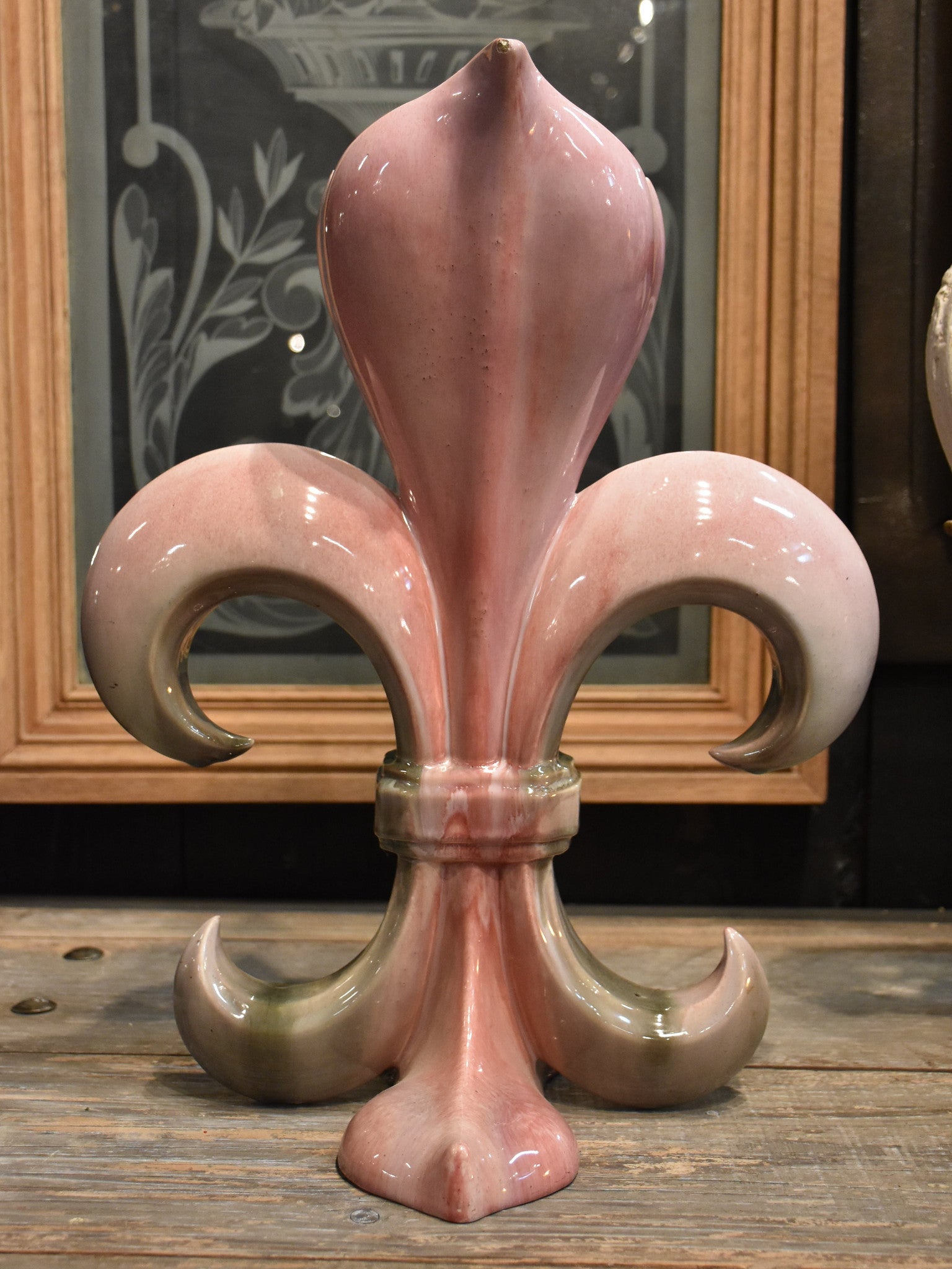 19th century majolica fleur-de-lis ceramic vase