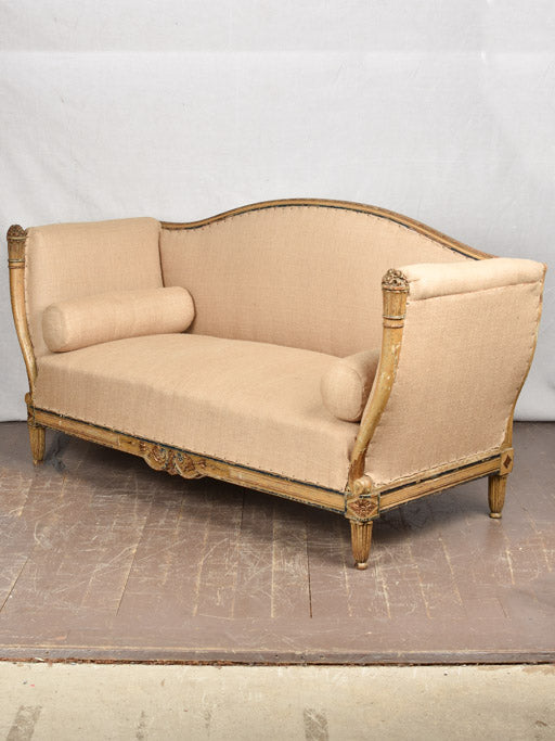 BEIGE BURLAP SOFA 71¾" x 28¾"