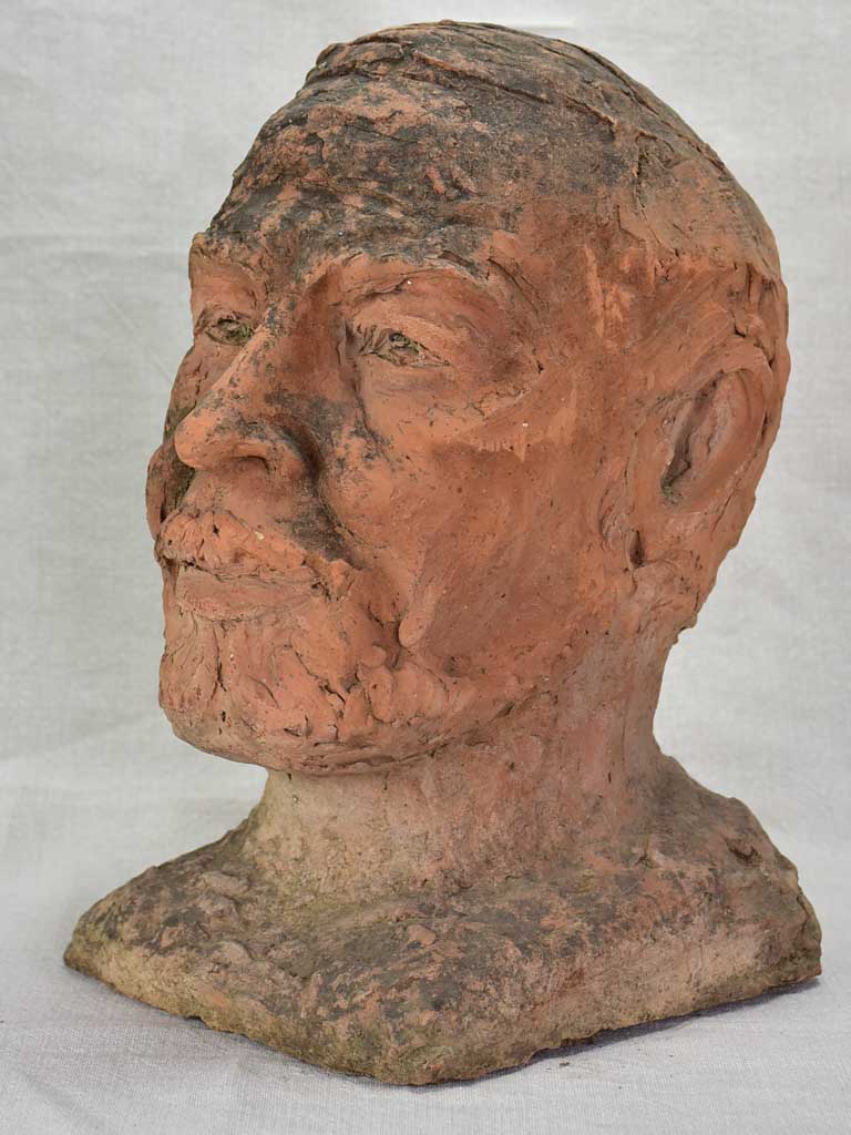 Vintage French male bust - clay 14¼"