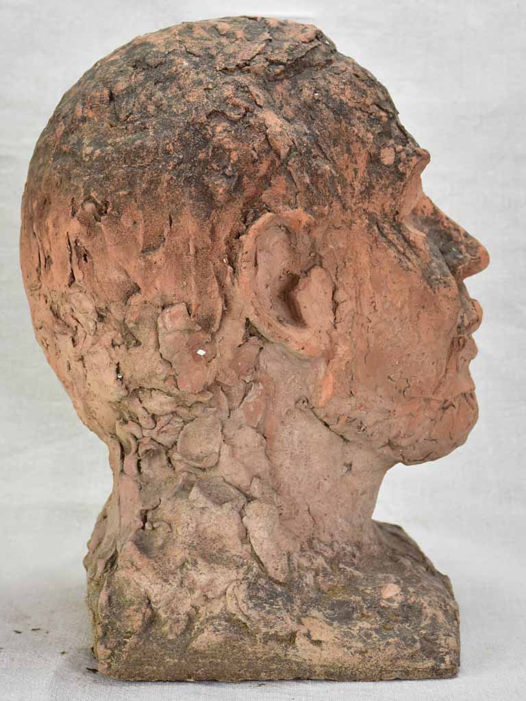 Vintage French male bust - clay 14¼"