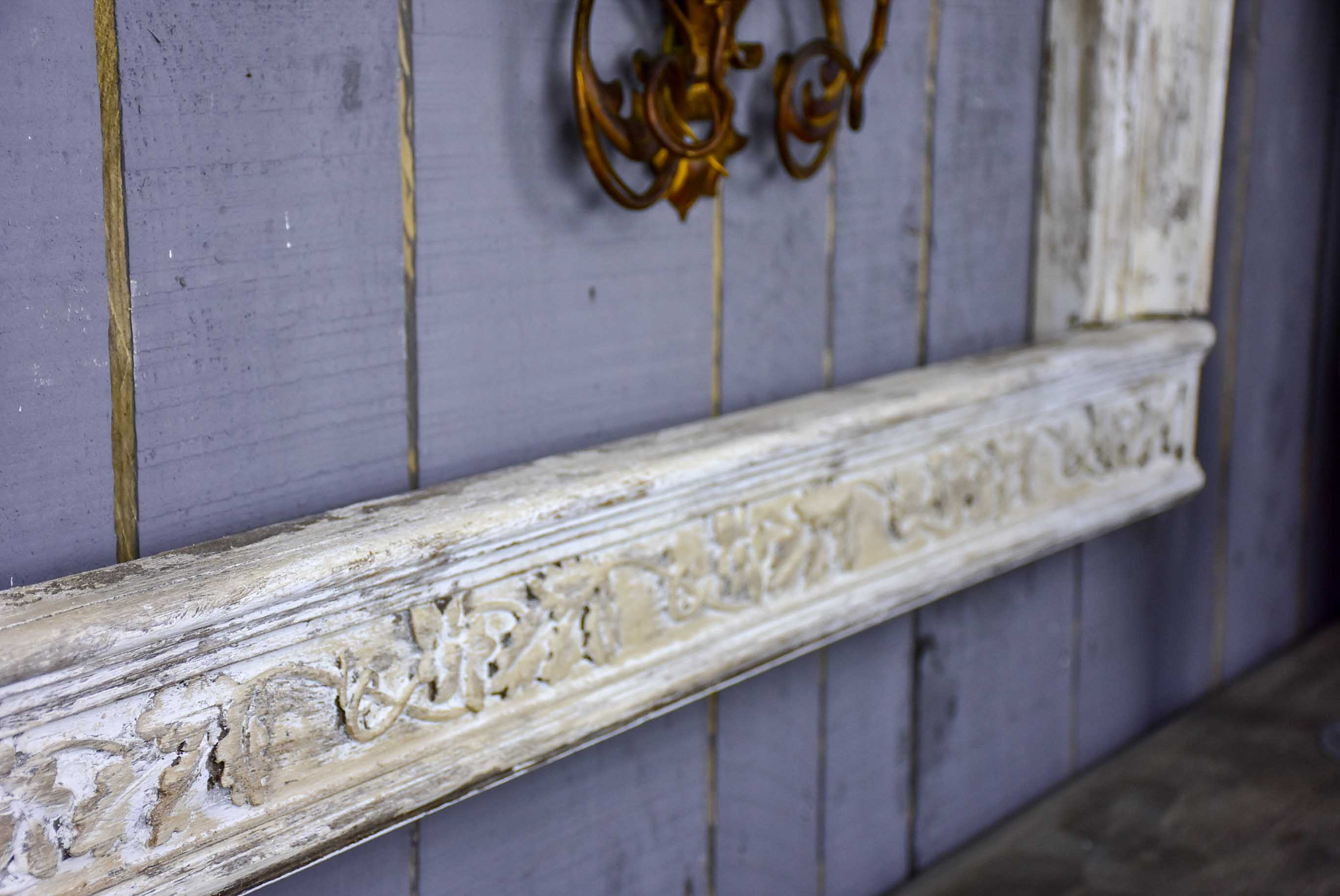 Very large antique French frame with white patina