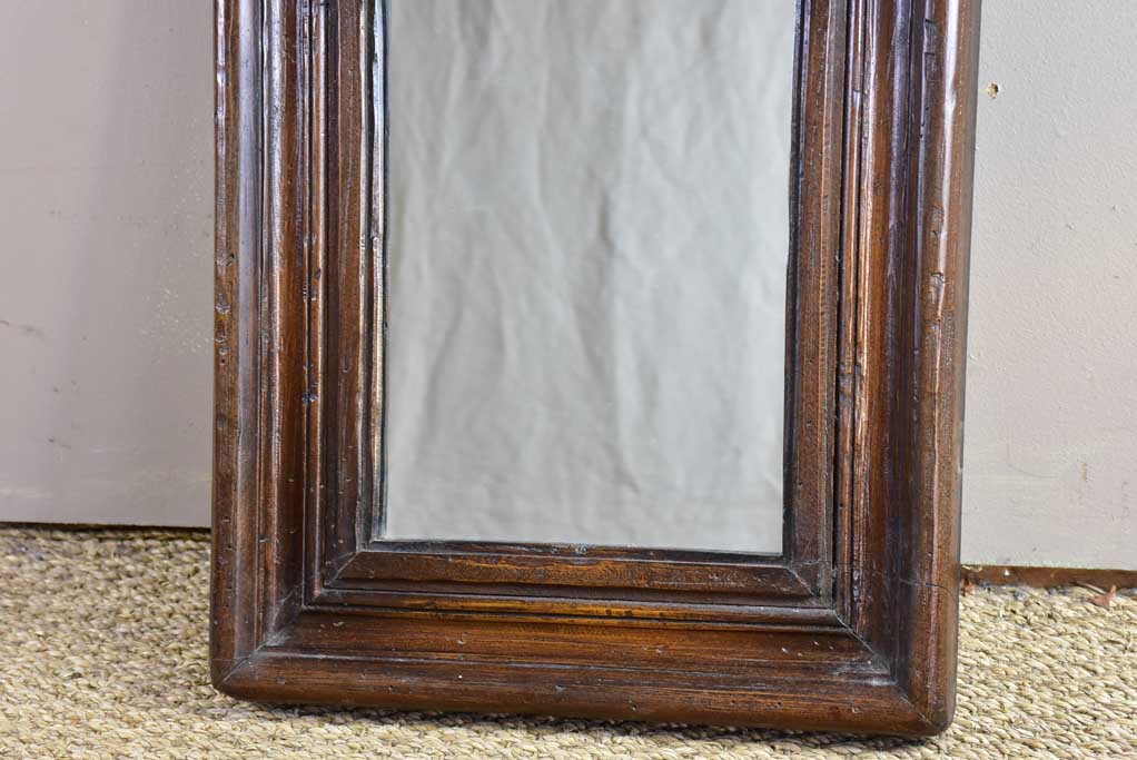 19th Century mirror in heavy dark timber frame 15" x 19"