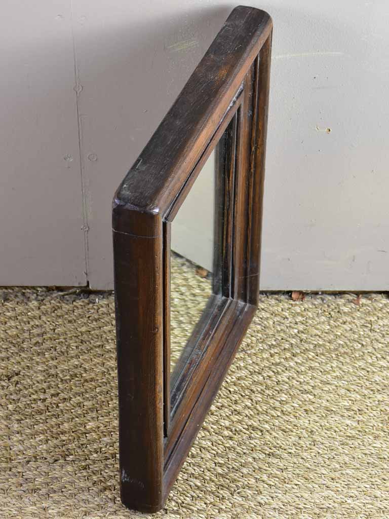 19th Century mirror in heavy dark timber frame 15" x 19"