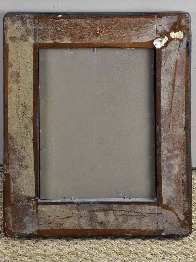 19th Century mirror in heavy dark timber frame 15" x 19"