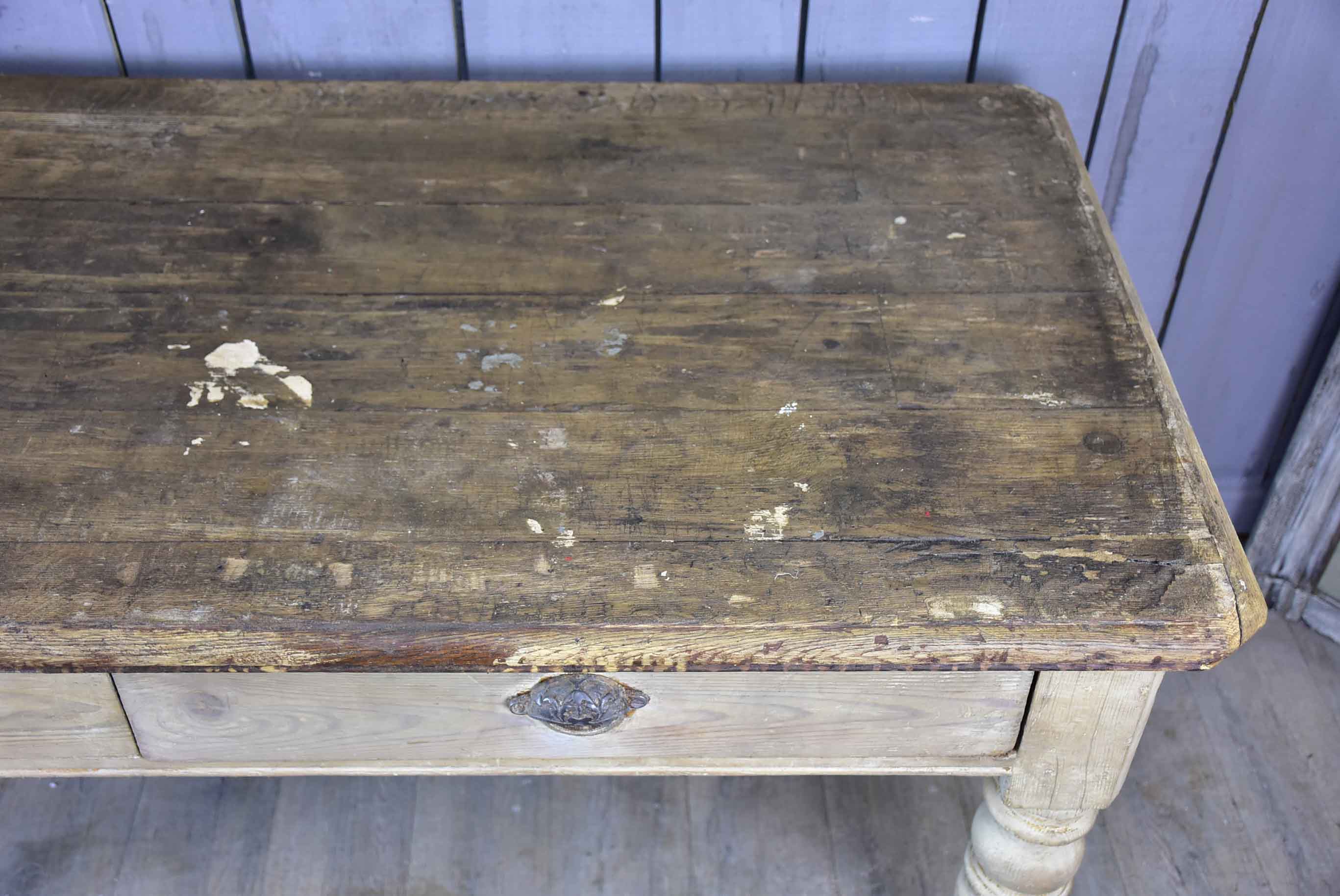 Rustic French butcher's table with drawer