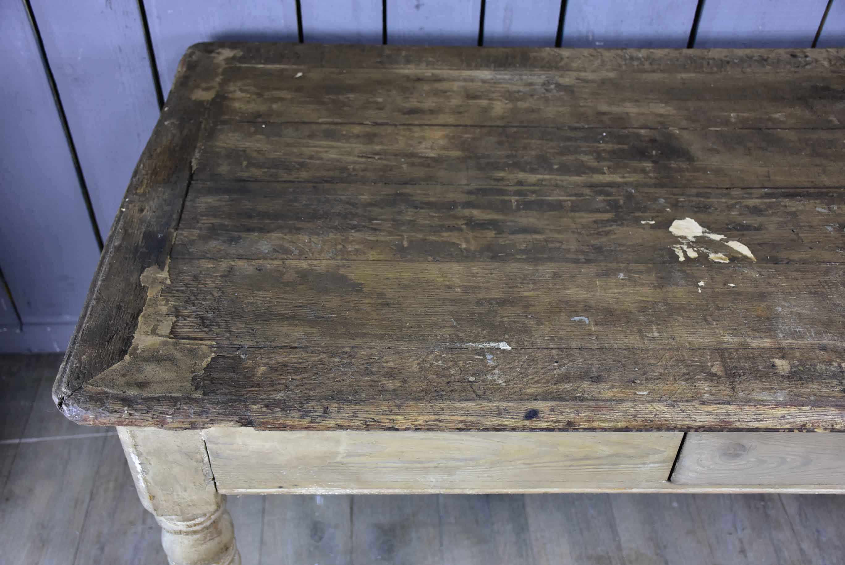 Rustic French butcher's table with drawer