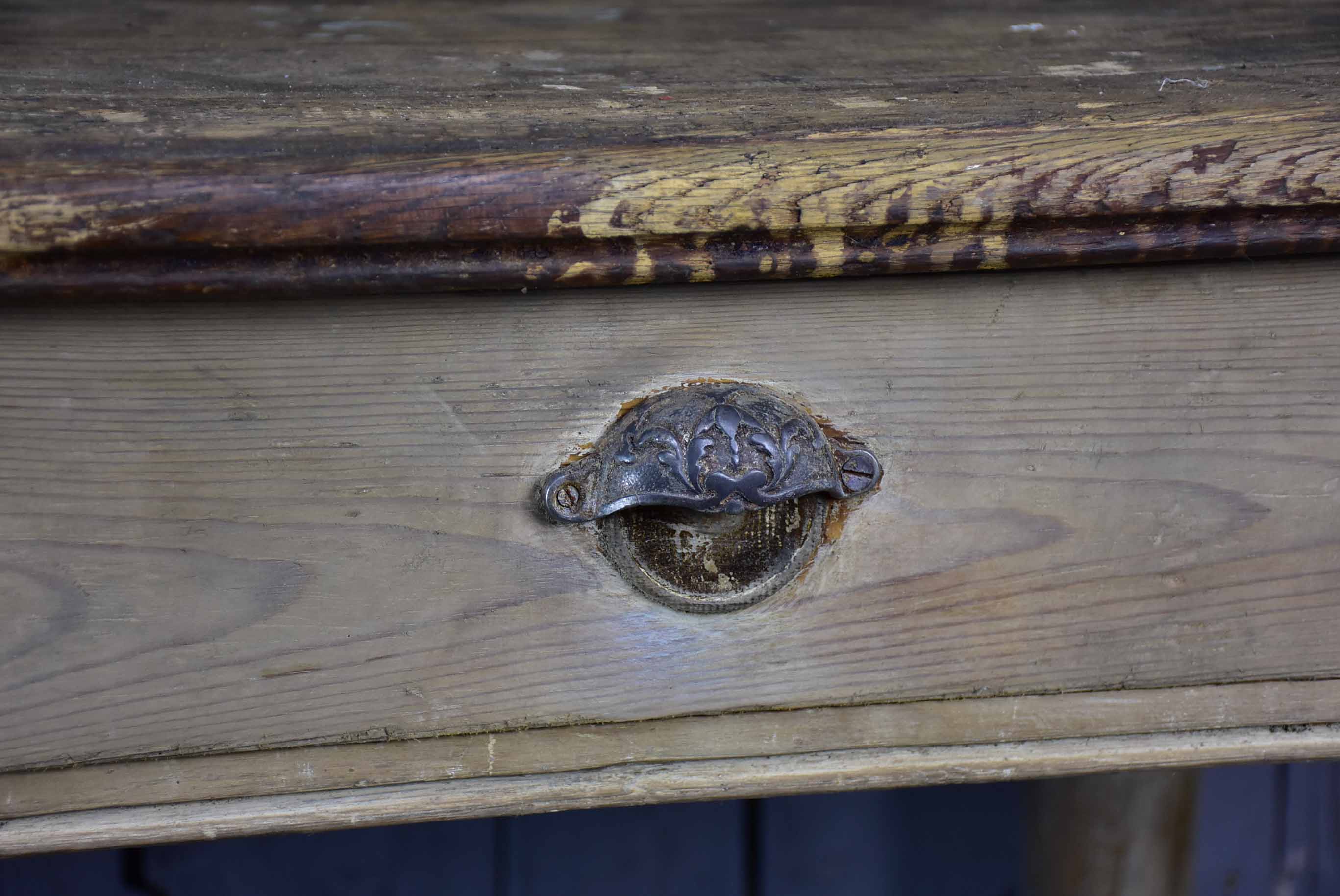 Rustic French butcher's table with drawer