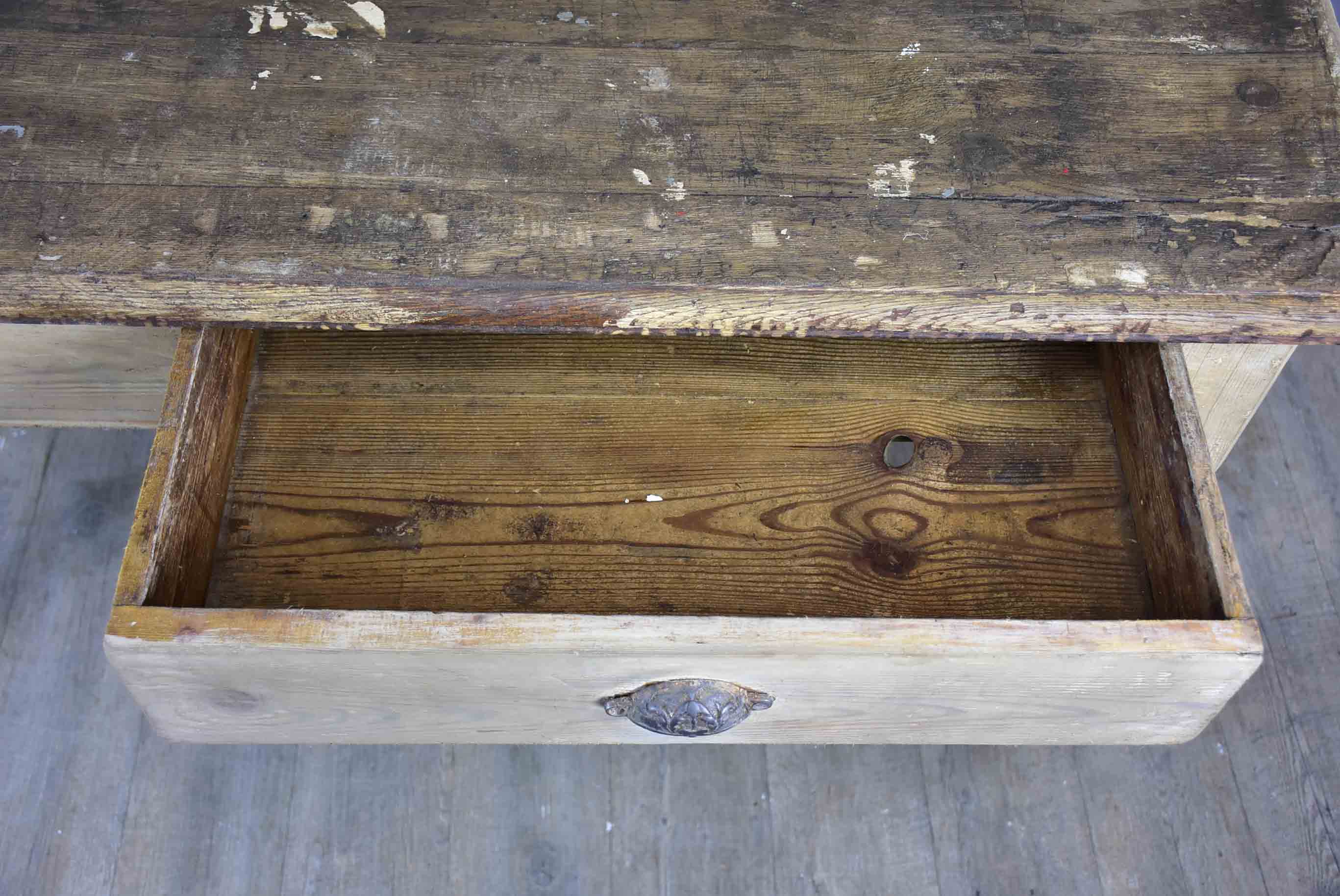 Rustic French butcher's table with drawer