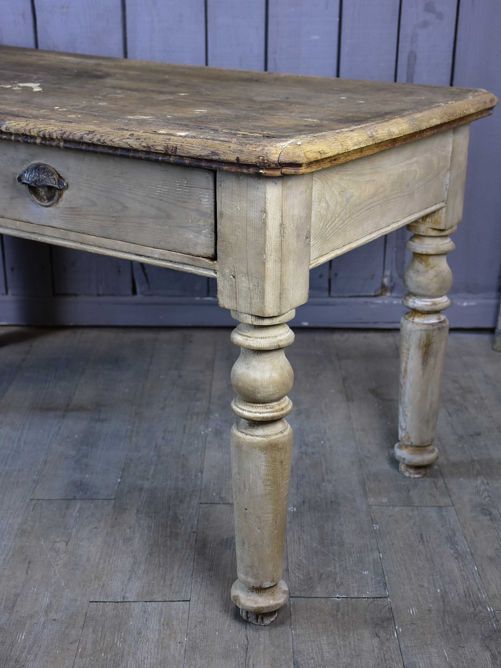 Rustic French butcher's table with drawer