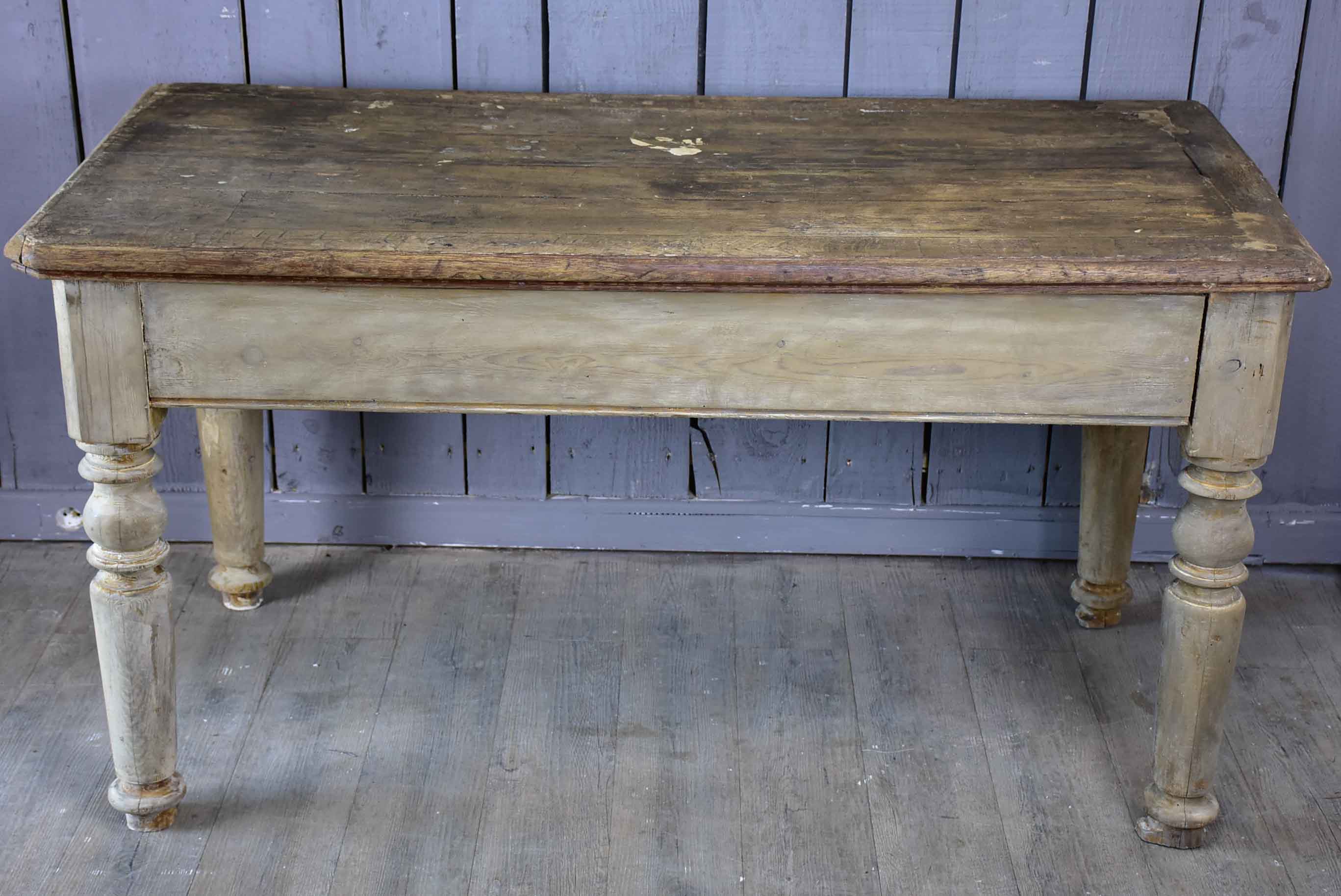 Rustic French butcher's table with drawer