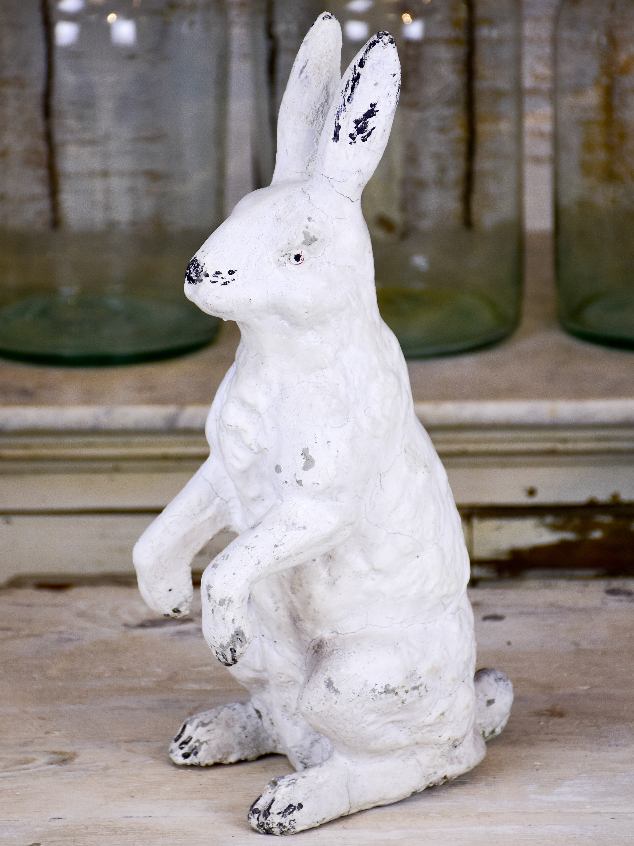 Antique French rabbit garden sculpture