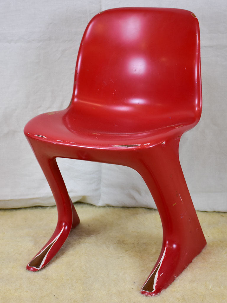 Set of six red and white vintage dining chairs - 1970's