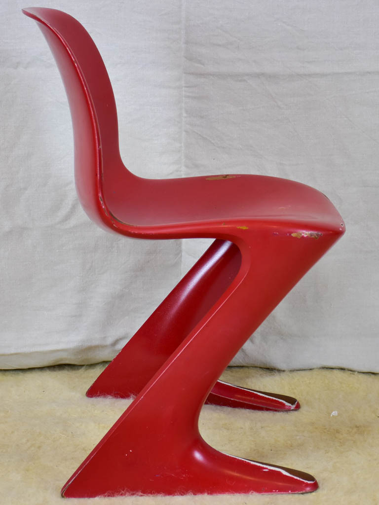 Set of six red and white vintage dining chairs - 1970's