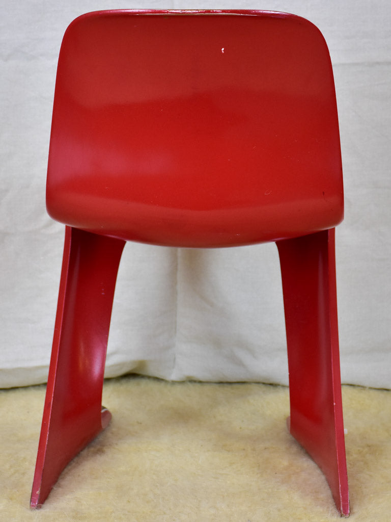 Set of six red and white vintage dining chairs - 1970's