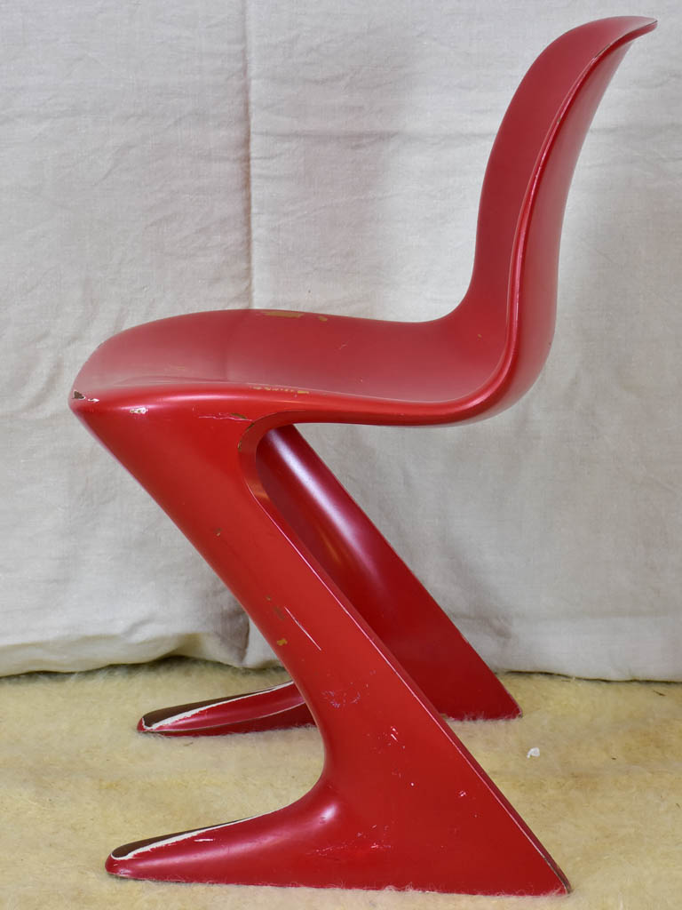 Set of six red and white vintage dining chairs - 1970's